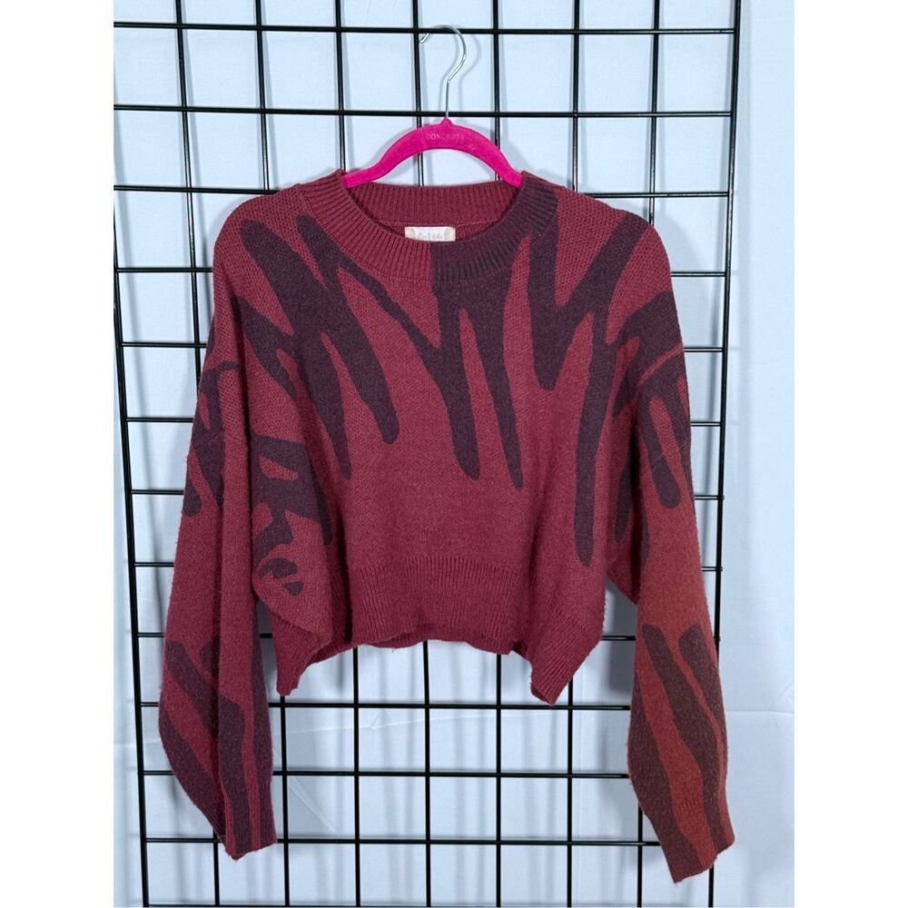 Altar'd State Cozy Long Sleeve Crop Knit Sweaterโ Womens M Red Goth Grunge